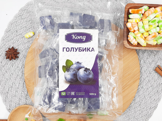 Конфеты кубики со вкусом голубики 500гр